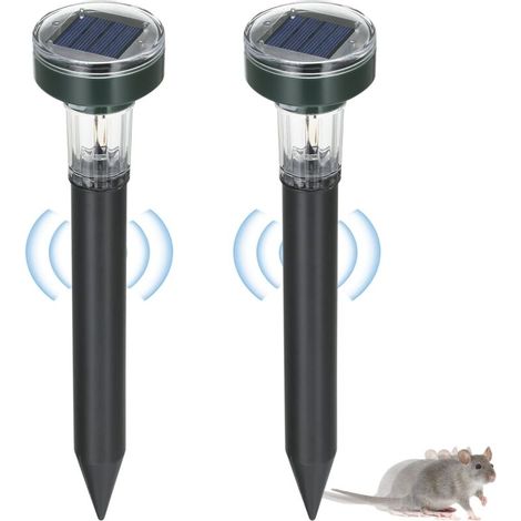 Lot de 2 Répulsifs Solaires Anti-Taupes pour Jardin Extérieur, 2 en 1 Répulsif Solaire pour Pelouse, Répulsif Nnimal à Ultrasons (1/4)