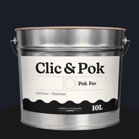 Peinture Fer Antirouille – Métal Extérieur Intérieur, Satinée, Protection Rouille - 10L - RAL 5004 - Bleu noir