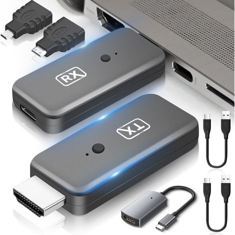 Transmetteur Et Récepteur Sans Fil Mi - 4K - 2 4 Ghz Et 5 Ghz - Extension Sans Fil Pour Vidéo Et Audio - Compatible Tv Box Pc Ordinateur Portable Projecteur - 1080P 60Hz - 30 M - Kit De 2 Pièces
