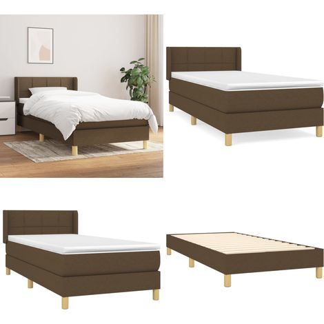 Boxspringbett mit Matratze Dunkelbraun 100x200 cm Stoff - Boxspringbett - Doppelbett - Lattenrost - Bettenrahmen - Massivholzbette - Home & Living (1/5)