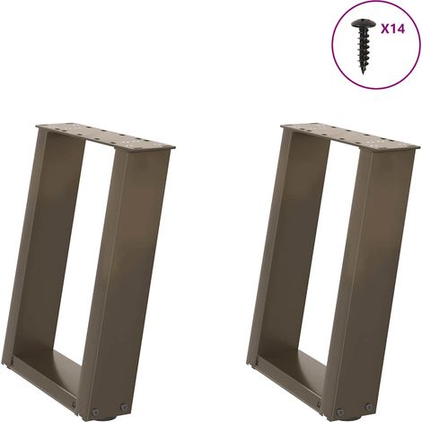 Couchtischbeine U-Form 2 Stk. Naturstahl 38x(42-43) cm Stahl