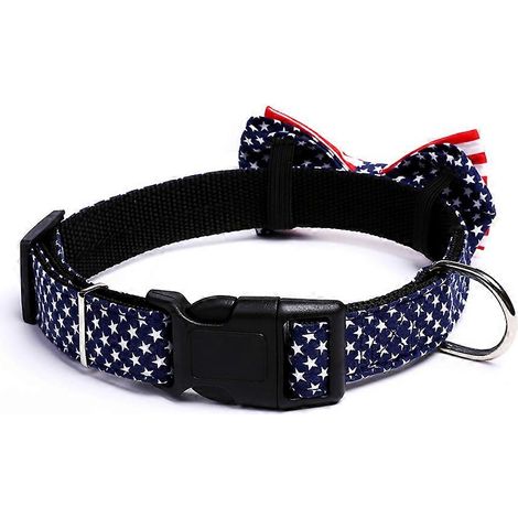 Collar de PU para perro con lazo para mascotas (perro o gato), 2 piezas, diseño de bandera, ajustable. (1/5)