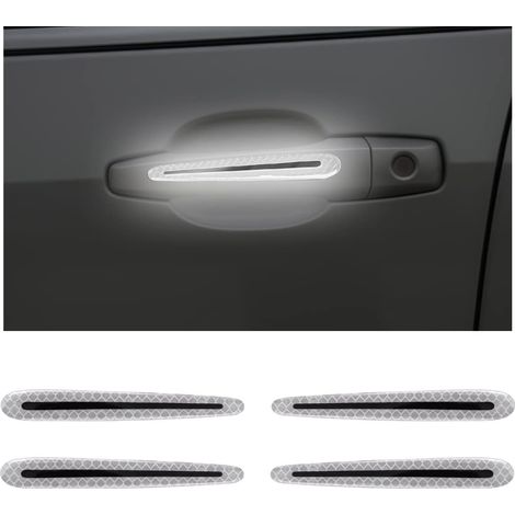 pegatinas reflectantes para la protección de las manijas de las puertas del coche, tiras 3D antiarañazos para manijas de puertas de coche (blancas) (1/5)