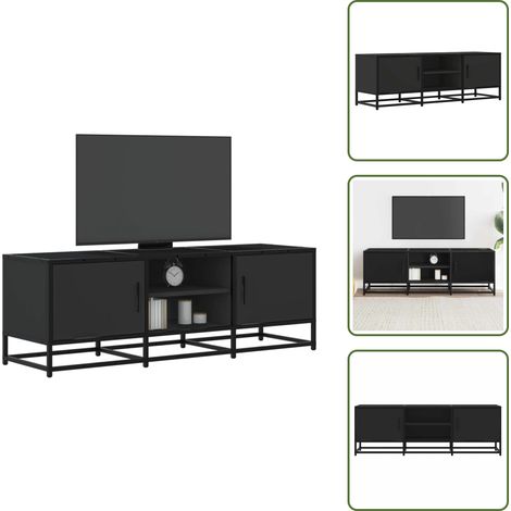 Meuble TV noir 120x35x41 cm bois d'ingénierie et métal - Meuble TV - Meubles TV - Banc TV - Buffet TV (1/5)