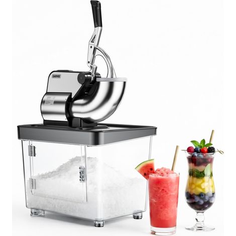 Broyeur à Glace, 350W, 2000 tr/min, 4 Lames Inox, Réservoir 50L, Machine Pro pour Slush Et Snow Cones, Texture Réglable, Noir (1/5)