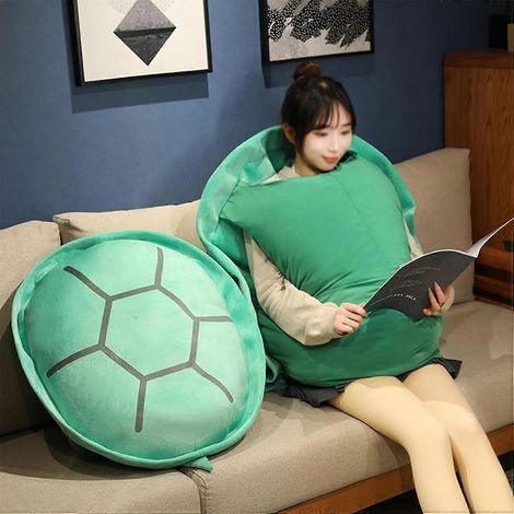 Coussin géant multifonctionnel mignon en forme de carapace de tortue, adapté aux personnes de petite taille, coussin géant en forme de carapace de tortue pour adultes (1/2)