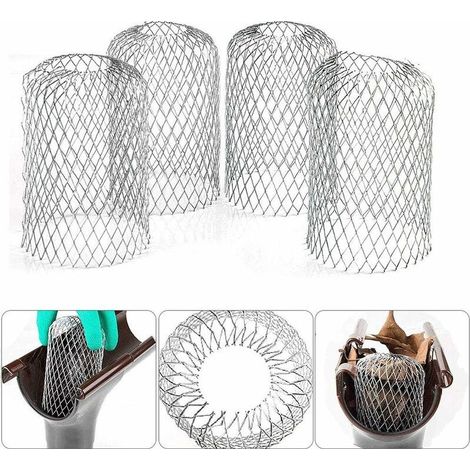 4 Filtres de Gouttière en Aluminium Flexible Diamètre 8cm Grille Grillage Stop Feuille Crapaudine Crépine Pare Feuille Cache Gouttière pour Protéger Gouttière Contre les Feuilles Toiture (1/5)