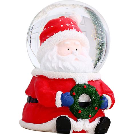 Boule à neige de Noël lumineuse à couleurs changeantes, décoration en résine et verre, boule de Noël en forme de grand vieil homme à grosse tête (1/5)