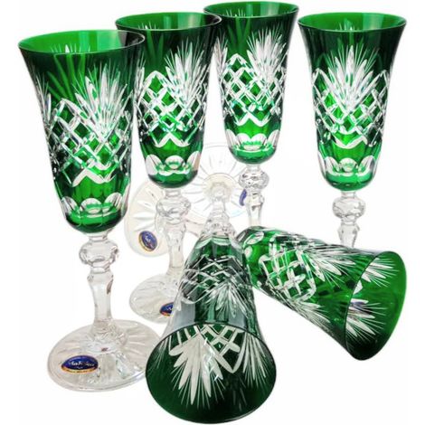 Copas de champán de cristal esmeralda de 150 ml con forma de piña (1/5)