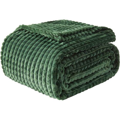 Couverture Polaire Jacquard 3D für Canapé und Lit – Couverture Douce, Confortable, Moelleuse und légère in Flanelle Avec Motif Grille Géométrique (Vert foncé, 150x 200 cm) (1/5)