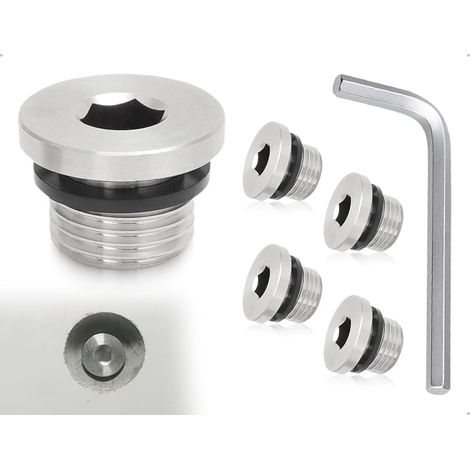 4 Pack 1/8" Cap Stainless Steel Hexagonal Sealing Plug with Gasket, Used to Block Pipe Ends (1/5)