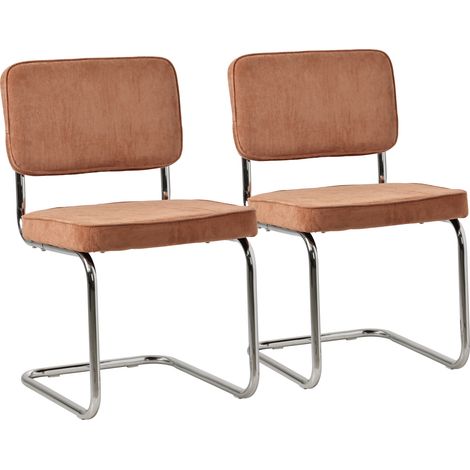Set di 2 sedie a sbalzo MARIA in velluto a coste color terracotta (1/5)
