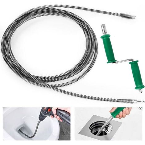 2 En 1 Furet Deboucheur Canalisation 3 M Furet Plomberie Diamètre 10 Mm Avec Poignée Et Adaptateurs De Forage, Spirale De Nettoyage (1/4)