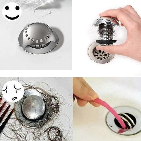 Filtre à cheveux pour baignoire 2024 en acier inoxydable, disponible en plusieurs tailles de bonde. (1/2)