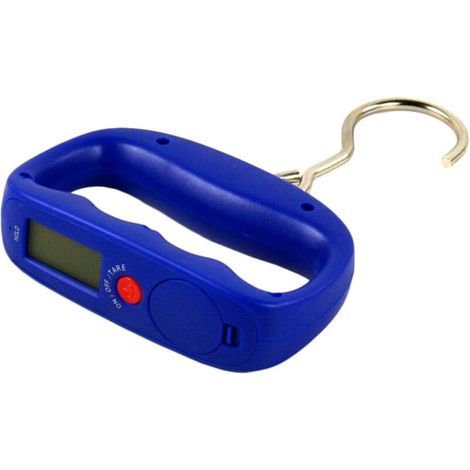 Bilancia elettronica per bagagli con gancio/cinghia - Display LCD - Strumento di misurazione del peso per casa, viaggi, shopping, blu, A (1/5)