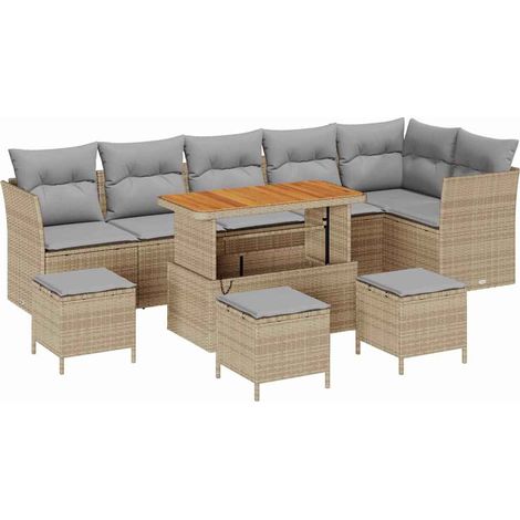 Garten-Sofa-Set mit Kissen 10 pcs Beige und Hellgrau vidaXL (1/5)