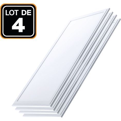 Europalamp – Pack de 4 dalles LED 1200x300 40W – Blanc froid 6000K – 3600 lumens – Design ultra-fin pour faux plafonds