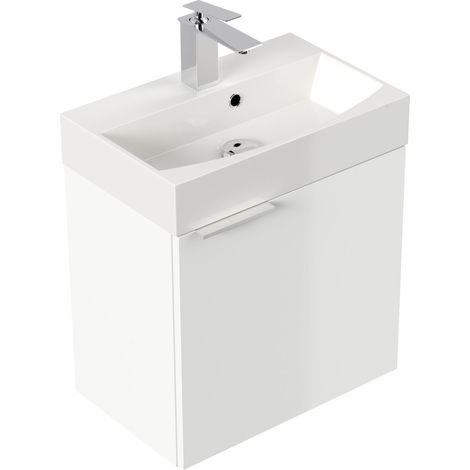 Gäste WC Badmöbel Kubus Slimline 50cm SoftClose weiß hochglanz