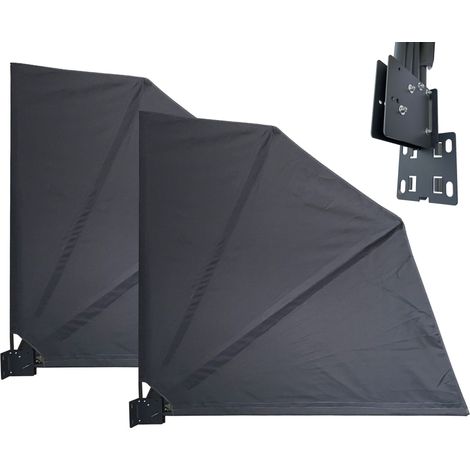 2 Stück Sichtschutz Fächer 115 x 115 cm EASY MOUNT GRAU Blickdicht Balkon Trennwand Windschutz Sonnenschutz