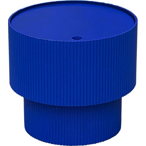 Drawer – Table d'appoint ronde avec rangement en bois – Diamètre 38,5cm – Hauteur 35cm – Bleu électrique – Design moderne et fonctionnel
