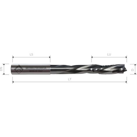 FRESE ELICOIDALI IN HW NEGATIVE Z3 PER CAVE SERRATURE DI PORTE - MOBILTECNICA  D12  LU 45  DS12  LT150  Z3  NEG  SX