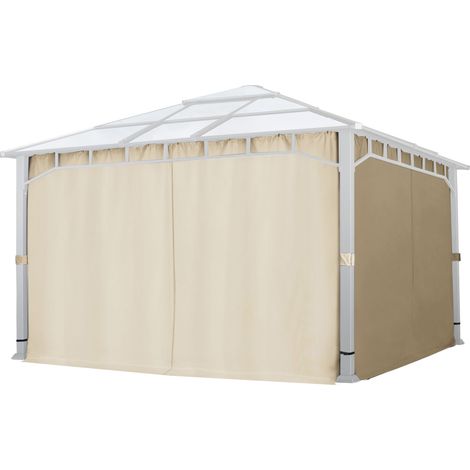 Rideaux (set de 4 toiles) pour tonnelle de jardin TOOLPORT Sunset Deluxe 4x4 m champagne (1/5)