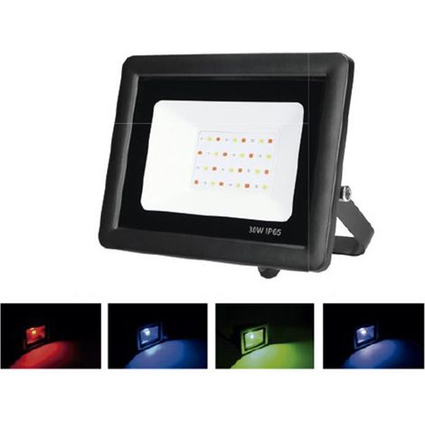 Proyector exterior Led RGB de aluminio con mando 30W RGB (F-Bright 2001722)