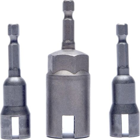 Ensemble de tournevis à écrou à oreilles électrique 3 pièces, jeu de clés à douille pour foret à fente, tige hexagonale 1/4" (19 mm, 12 mm)