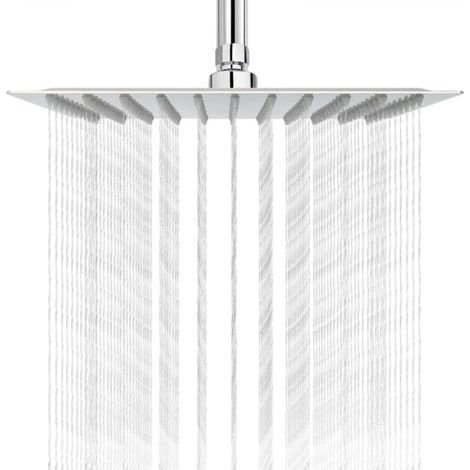 High-pressure shower head, square design, stainless steel, 10 inches (1/5)