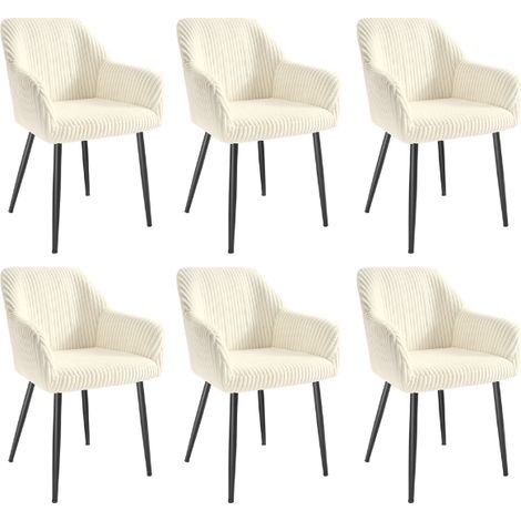 Lot de 6 chaise de salle à manger fauteuil rembourré avec accoudoirs 60 x 62,5 x 85 cm style contemporain en velours gris (1/2)