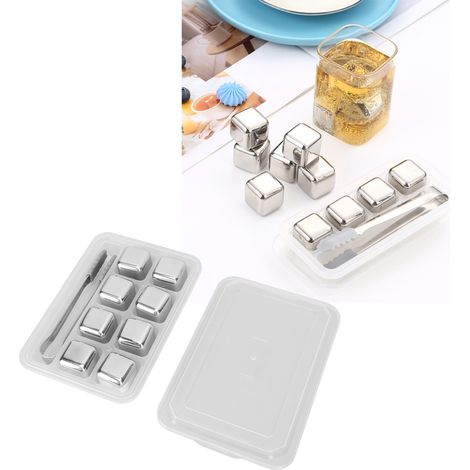 Set aus Eissteinen aus Edelstahl 304 mit aufsteckbarem Silikonkopf für Bier, Getränke und Whisky wiederverwendbare Eiswürfel mit schneller Gefrierfunktion. (1/5)
