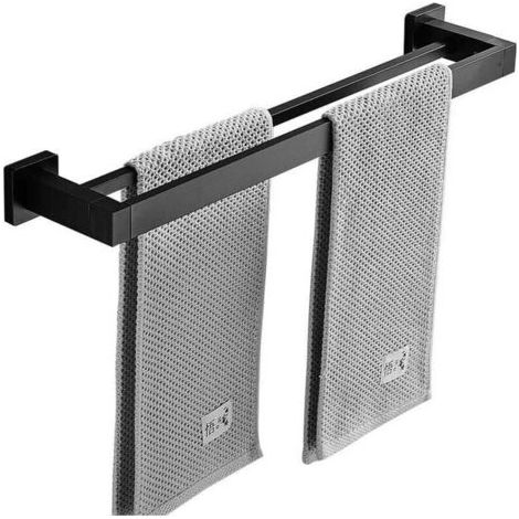 Porte-Serviettes De Salle De Bain, Porte-Serviettes Noir Mat Serviette Double Tige Barre en Acier Inoxydable Étagère De Salle De Bain Accessoires De Salle De Bain Porte-Serviettes(40cm) (1/4)
