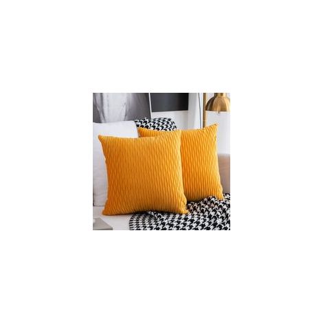 Kissenbezug-Set, 2er-Pack dekorative rechteckige und quadratische Samtkissenbezüge, moderne Kissenbezüge für Sofa, Couch, Sessel, Schlafzimmer, Wohnzimmer – Goldgelb