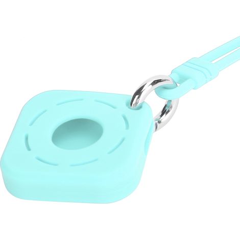 Étui de protection en silicone vert menthe avec sangle pour traceur GPS iOS, modèle carré évidé (1/5)