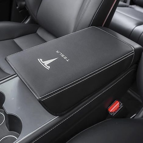 Housse d'accoudoir pour Tesla Model 3 et Model Y, en cuir PU, protection de console centrale, tapis d'accoudoir imperméable pour Model 3 (2017-2022). (1/4)