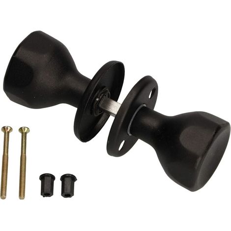Pomello girevole nero per porta, rivestimento per porta, maniglia per porta con viti di montaggio, pomello a sfera in acciaio laccato, rivestimento protettivo per pomello girevole per porta (1/5)