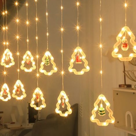 Guirlande lumineuse LED ronde - Guirlande lumineuse pour sapin de Noël - Décorations lumineuses de Noël - Guirlande lumineuse pour sapin de Noël, blanc chaud - Boîtier à piles étanche, 8 modes d'éclai (1/4)