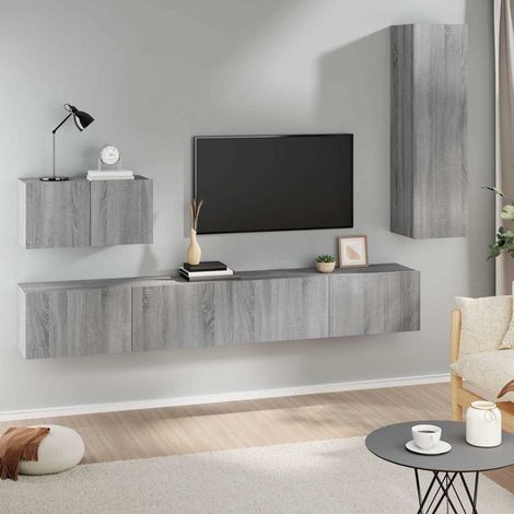 vidaXL 4 Piece TV Cabinet Set Grey Sonoma Engineered Wood (1/5)