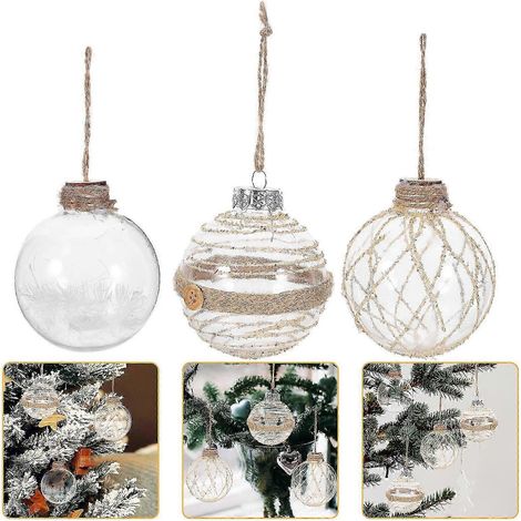 Ensemble de 6 boules de Noël transparentes à suspendre au sapin (9,5 x 8 cm). (1/5)