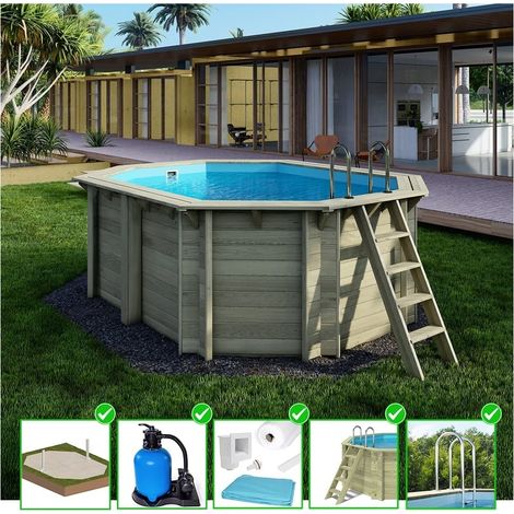 Piscine en bois Nemo 4,3x3 - H.1,31 m cadre en métal, sans dalle béton