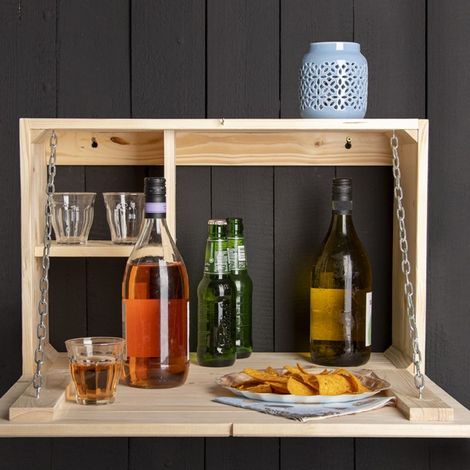 Ac-Deco – Table murale rabattable en bois de pin et acier – Dimensions 58x56x38,2 cm – Charge max 12 kg – Pour espaces intérieurs et extérieurs (1/10)