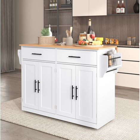 Servierwagen mit klappbarer Tischplatte, 120x46(70)x91 cm, weiß, mit Rollen und austauschbaren Holzbeinen, ideal für Küche und Esszimmer (1/5)
