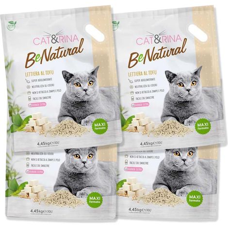 10 l de litière pour Chat au Tofu. Litière agglomérante végétale. Jusqu'à 30 Jours d'utilisation. Jetable dans Les Toilettes. Litière pour Chat Classique, 4 pièces (1/5)