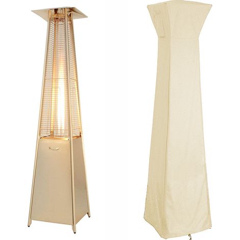 Housse pour Parasol Chauffant de Style Pyramidal, 210D Oxford Housse pour Parasol Chauffant avec Fermeture Éclair, 84x221cm, Beige (1/5)
