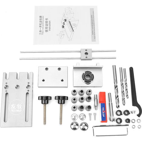 Ej.Life 3 in 1 Bohrführer Ortungssatz, für Dübelbohrer, 6/8/10/15 mm Holzbearbeitung selbstzentrierend, 6061 Aluminiumlegierung einstell Drill Guide Locator Kit (1/5)