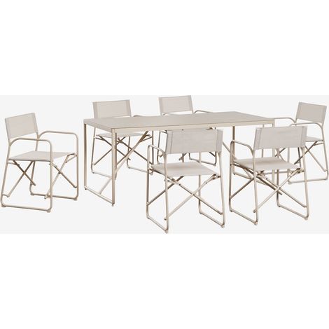 Set de mesa rectangular 185x85 cm y 6 sillas de director plegables para jardín en acero Melida SKLUM       