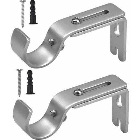 royaluxe - 2 Pcs Ensemble de Supports de Tringle à Rideaux, Support Mural Réglable,Support de Rail de Rideau Support de Rail de Rideau réglable avec Vis et Perçage Support de Rideau en Métal, (1/5)