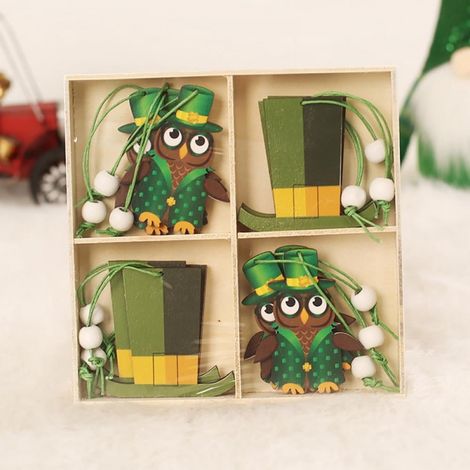 Shamrock - Bois Naturel - Décoration Suspendue Pour Arbre De Fête - Intérieur Maison Bureau - Lot De 12 Pièces (1/2)