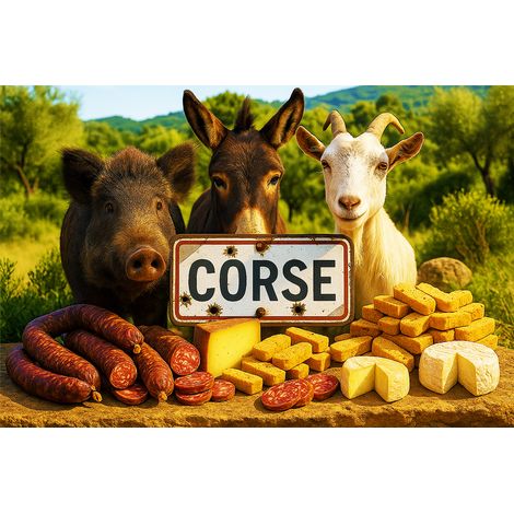Plaque métal Corse produits du terroir (1/2)
