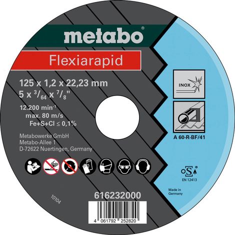 METABO Trennscheibe Flexiarapid 125x1,2x22,23 mm Inox, TF 41 616232000 (1/2)
